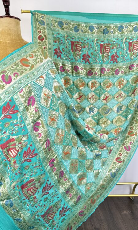 Green colour bandhani dupatta