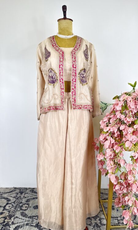 Beige colour tissue suit
