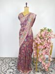 Royal plum Bandhani saree