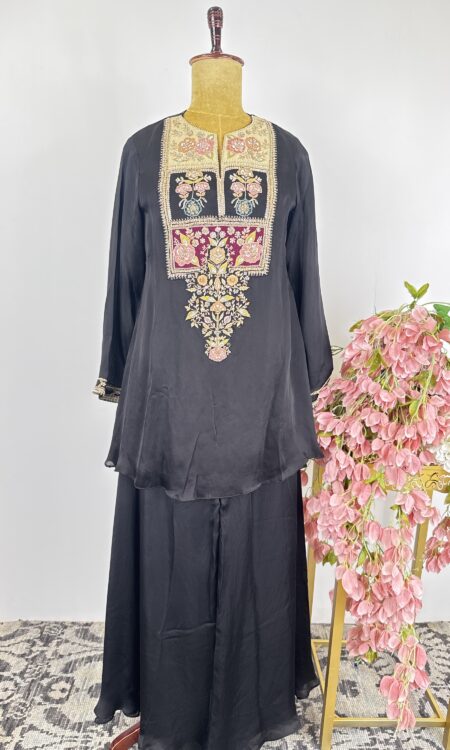 Black colour suit with sharara pants