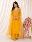 Yellow colour unstitched suit