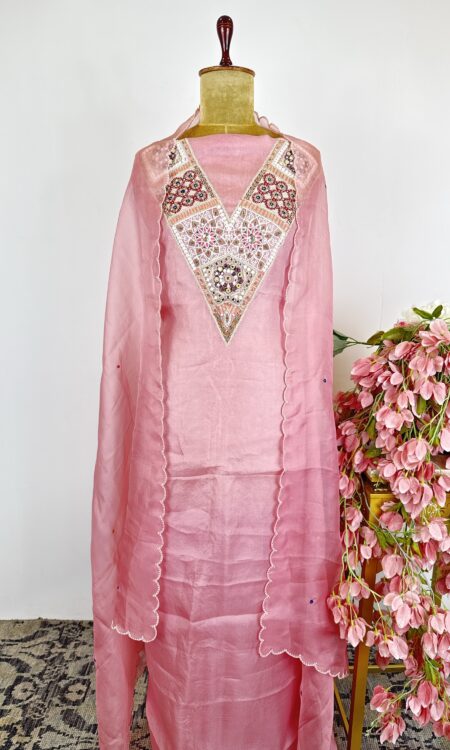 Powder pink unstitched suit