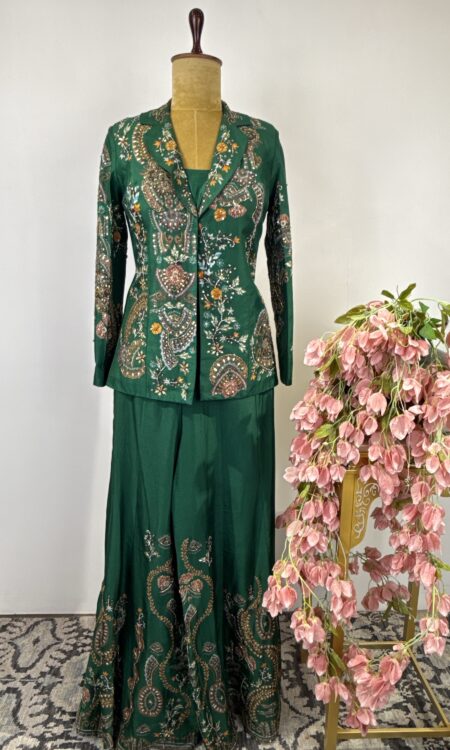 Green colour pant with jacket