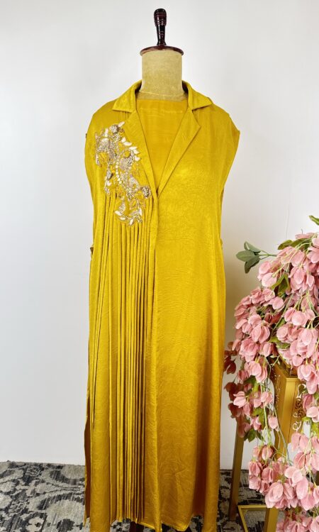 Yellow colour Aline dress