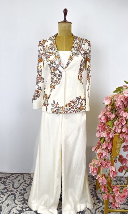 Half white jacket with pants