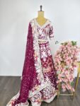 Wine colour Parsi-gara lehenga