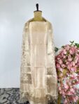 Beige colour tissue unstitched suit