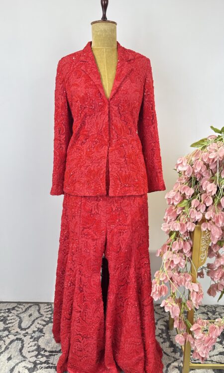 Crimson red jacket with pants