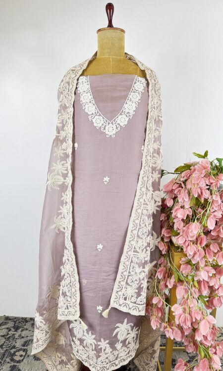 Lavender colour unstitched suit