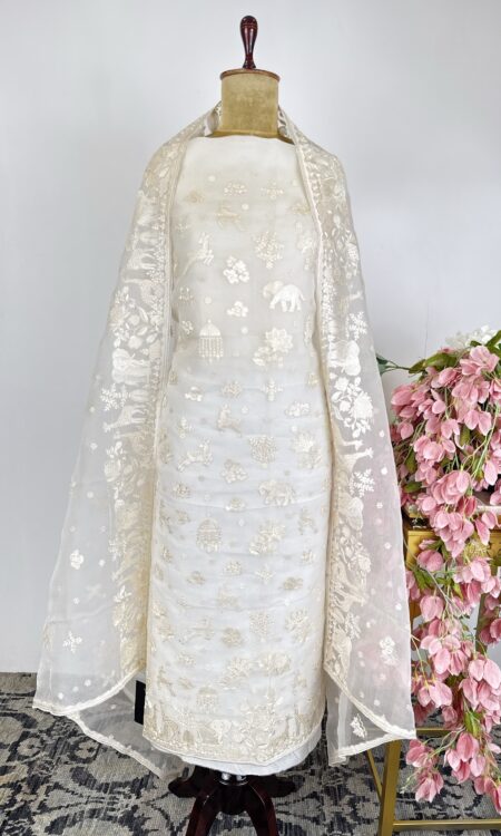 White colour unstitched suit