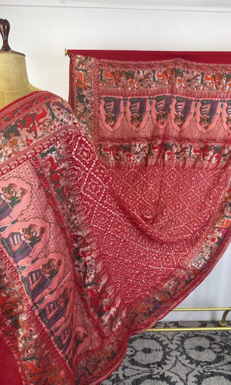 Red colour badhani dupatta