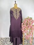 Wine colour suit with sharara pant