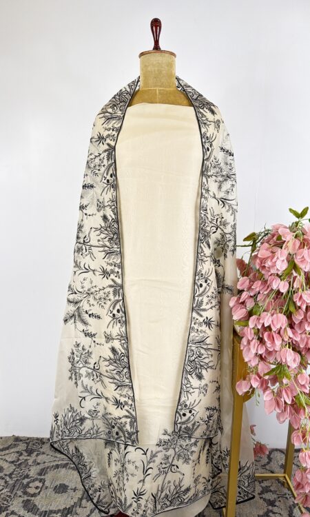 Off white colour unstitched suit