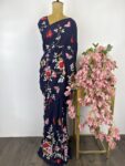 Ink blue colour parsi gara saree