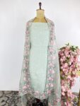 Sage green colour unstitched Suit