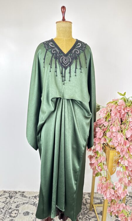Green colour draped kaftan