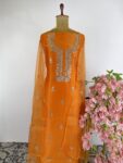 Orange colour unstitched suit