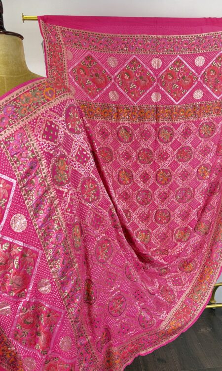 Pink colour bandhani dupatta