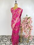 Pink colour bandhani saree