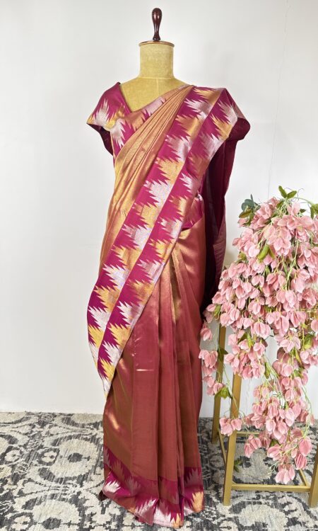Maroon colour Kanchi tissue saree