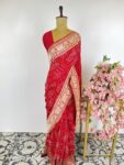 Red colour bandhani saree
