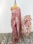 Deep red colour Parsi gara saree