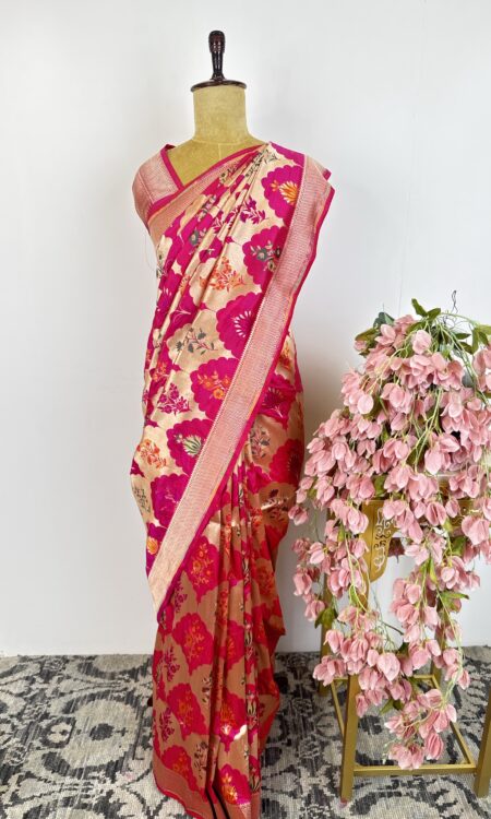 Pink colour Banarasi silk saree