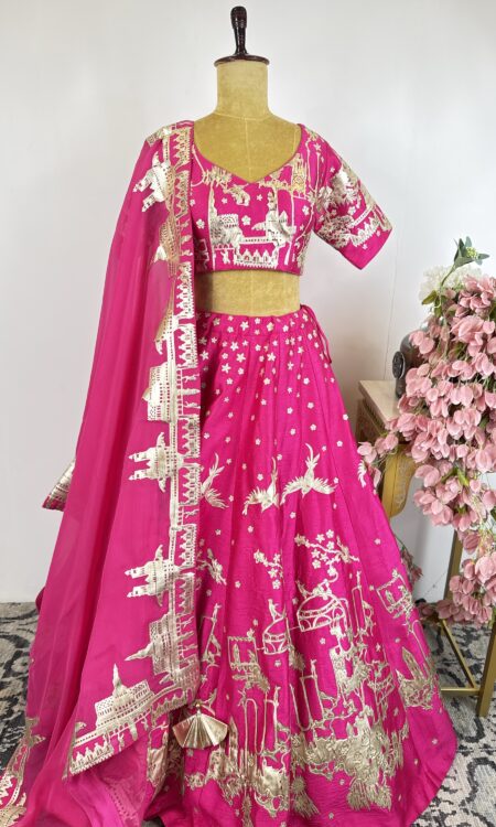 Hot pink colour lehenga