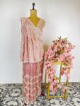 Powder pink colour tissue saree