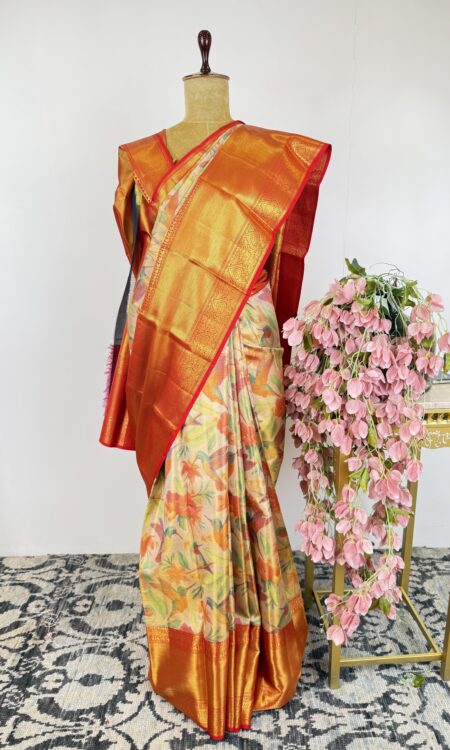 Kanchi saree with red border