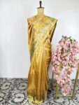 Golden yellow color Kanchi saree