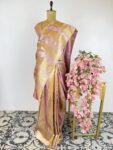 Gold and lavender colour Kanchi saree