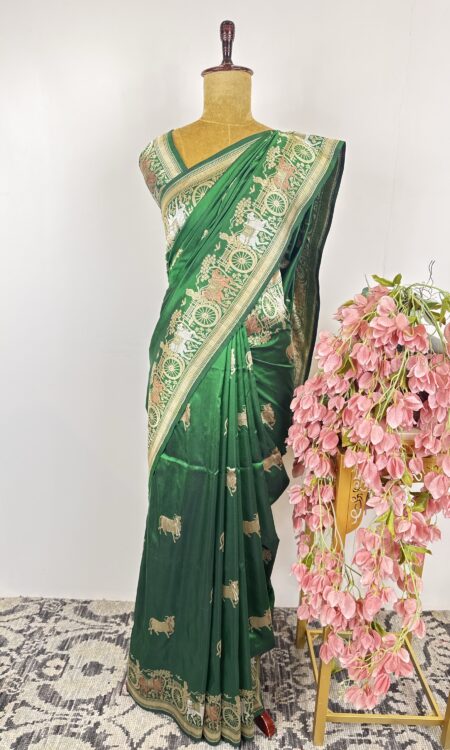 Green colour Banarasi silk saree