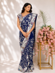 Ink blue colour Parsigara saree