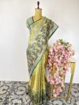 Parrot green Kanchi tissue saree