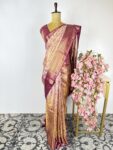 Gold and magenta kanchi tissue saree