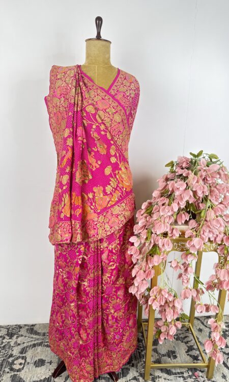 Pink colour ladoo Gopal saree