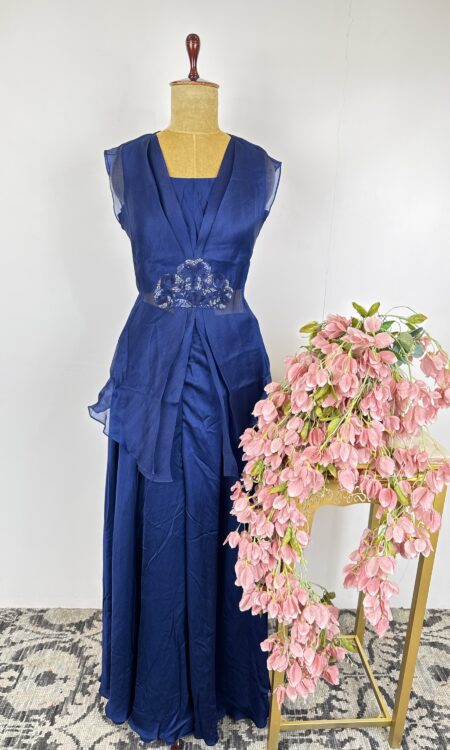 Blue colour indo western 3 piece set
