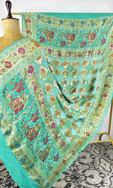 Green colour bandhani dupatta