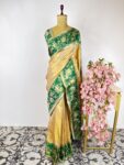 Gold and green kanchi tissue saree