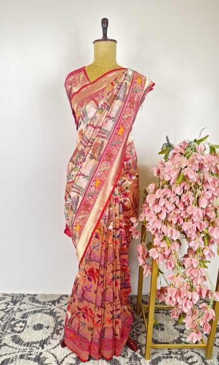 Gold zari banarasi silk saree
