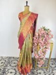 Parrot green colour kanchi tissue saree