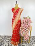 Orange colour Banarasi silk saree