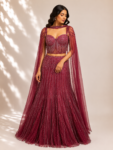 Maroon colour fitted skirt with buster