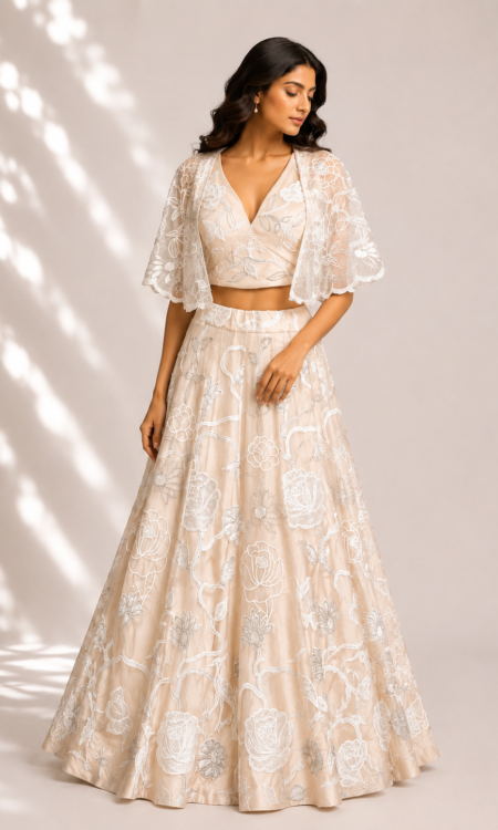 Off white colour lehenga