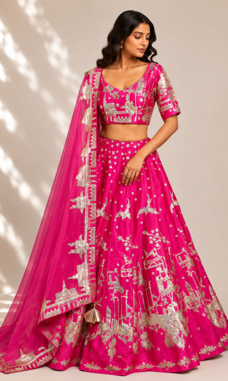 Hot pink colour lehenga