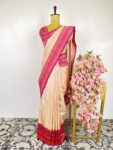 Beige colour Banarasi silk saree