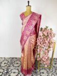 Peach and pink Kanchi tissue saree