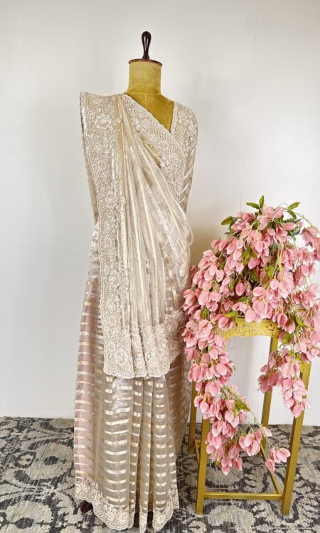 Silver colour tissue saree