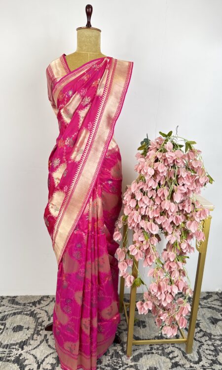 Pink colour Banarasi silk saree
